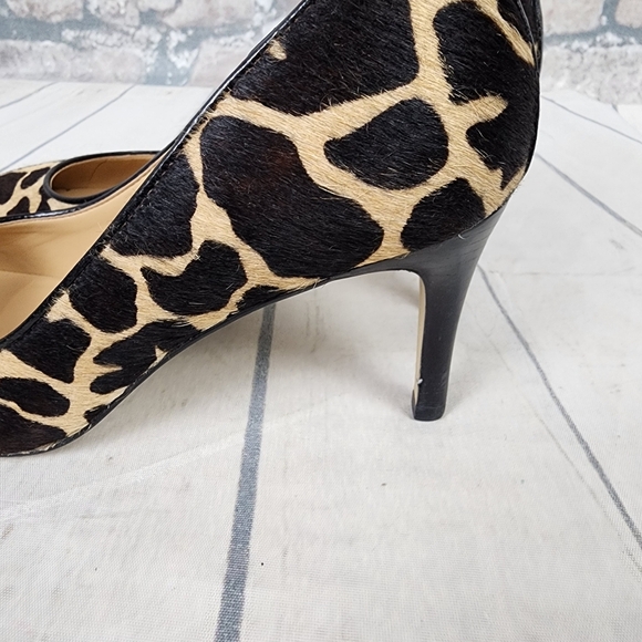 Talbots Pump Heels Giraffe Print Calf Hair Leather Tan Black Size 6.5 - Picture 13 of 14